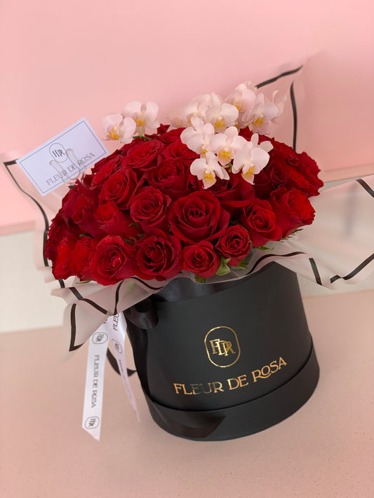 Luxe roses and orchid box