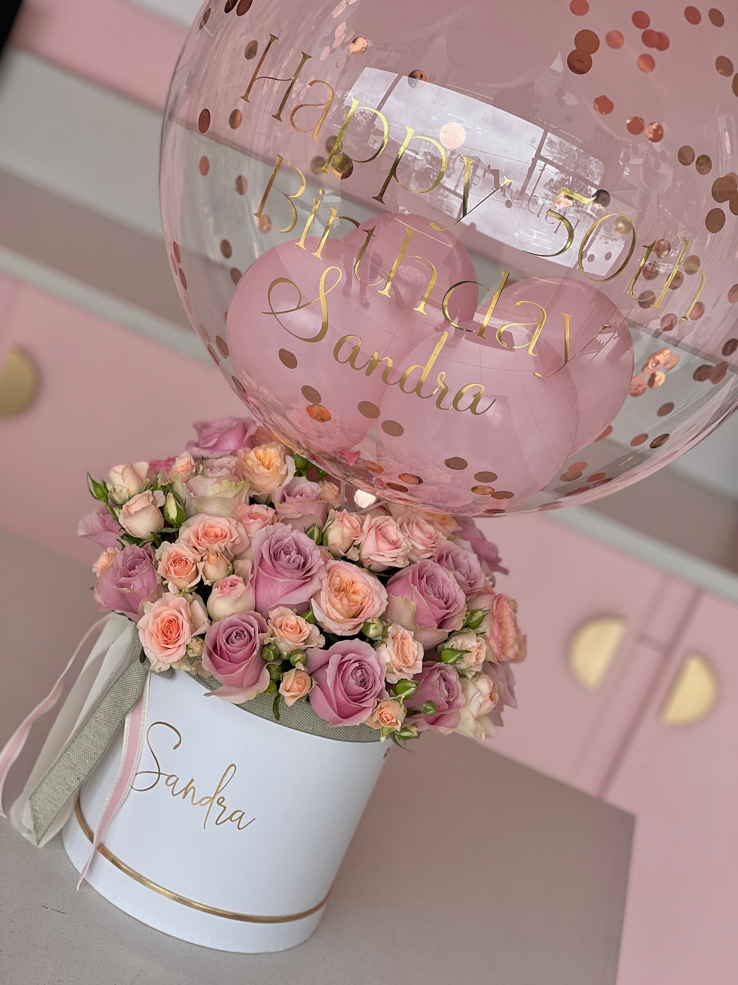 Rose balloon bloom box